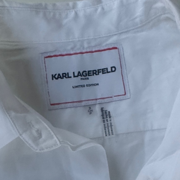 Karl Lagerfeld White Floral Button Down Shirt - Picture 2 of 10